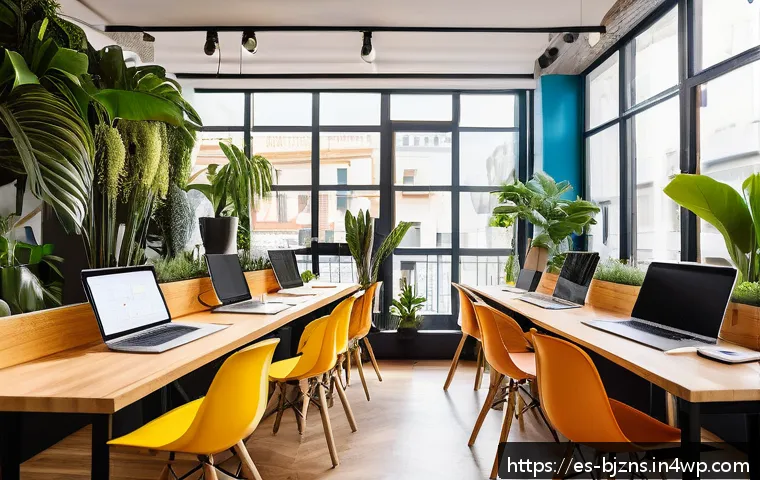 로우코스트 비즈니스 모델의 재무 구조 이해하기 - A modern co-working space in a vibrant Latin American city, with diverse entrepreneurs collaborating...